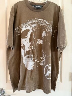 Authentics Brown Graphic Skull Tee - Men’s Casual Shirt